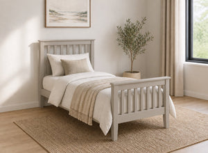 Coxford Grey Wooden Bed in High End Style, Single Size