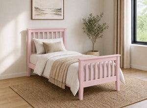 Coxford Pink Wooden Bed in High End Style, Single Size