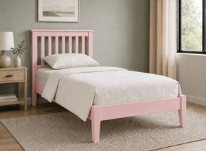 Coxford Pink Wooden Bed in Low End Style, Single Size