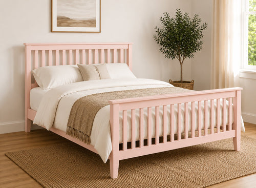 Coxford Painted Pink Oak Bed in High End Style
