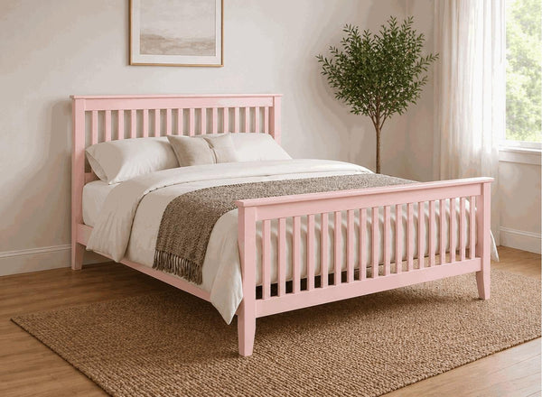 Coxford Painted Pink Oak Bed in High End Style
