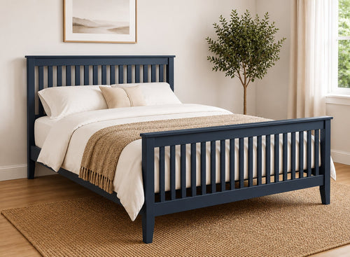 Coxford Painted Blue Oak Bed in High End Style
