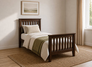 Coxford Chocolate Wooden Bed in High End Style, Single Size