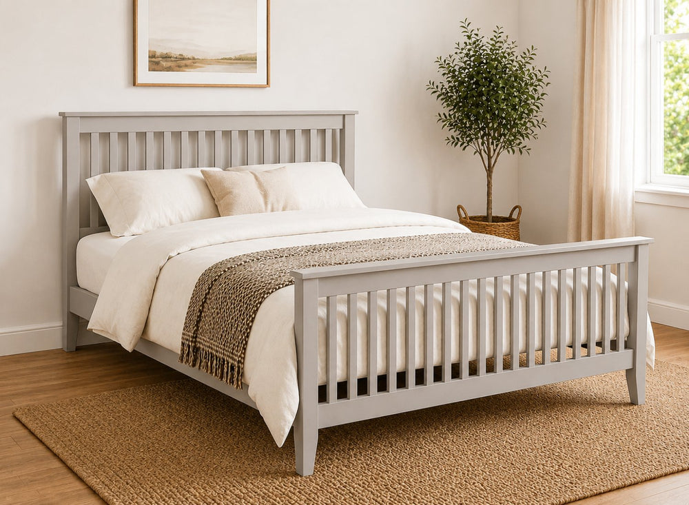 Coxford Painted Grey Oak Bed in High End Style