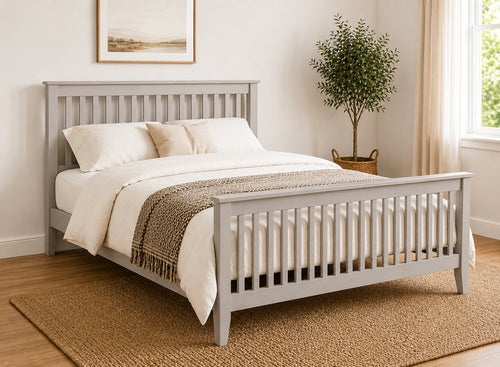 Coxford Painted Grey Oak Bed in High End Style