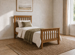 Coxford Oak Wooden Bed in High End Style, Single Size