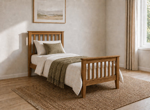 Coxford Oak Wooden Bed in High End Style, Single Size