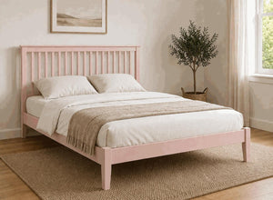 Coxford Painted Pink Oak Bed in Low End Style