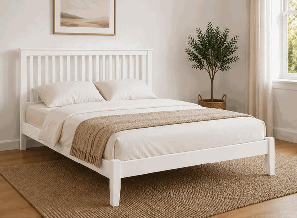 Coxford Painted White Oak Bed in Low End Style
