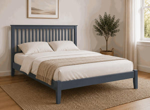 Coxford Painted Blue Oak Bed in Low End Style