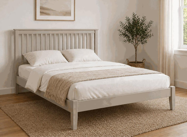 Coxford Painted Grey Oak Bed in Low End Style