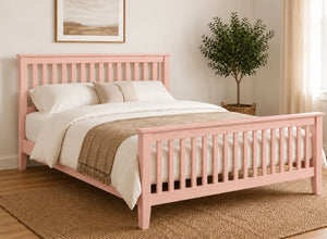 Coxford Painted Pink Solid Oak Bed in High End Style