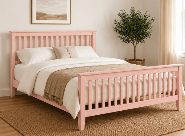 Coxford Painted Pink Solid Oak Bed in High End Style