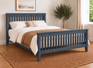 Coxford Painted Blue Solid Oak Bed in High End Style
