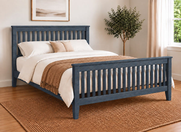 Coxford Painted Blue Solid Oak Bed in High End Style