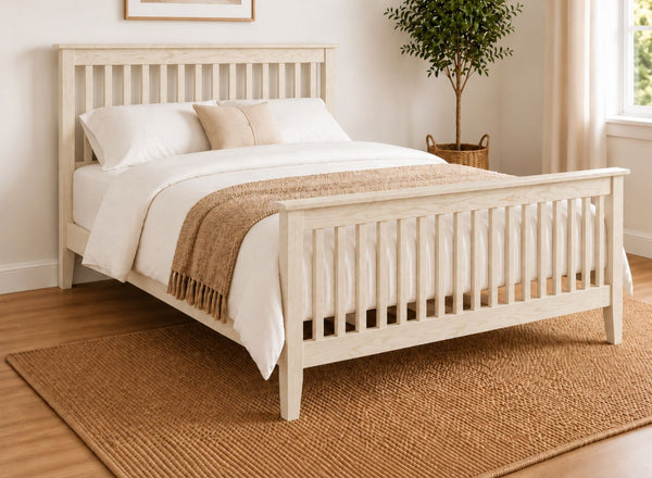 Coxford Painted Cream Solid Oak Bed in High End Style