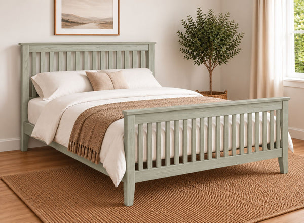 Coxford Painted Green Solid Oak Bed in High End Style