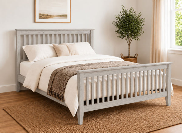 Coxford Painted Grey Solid Oak Bed in High End Style