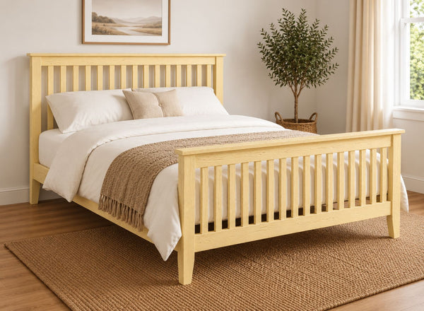 Coxford Painted Yellow Solid Oak Bed in High End Style