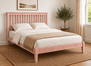 Coxford Painted Pink Solid Oak Bed in Low End Style