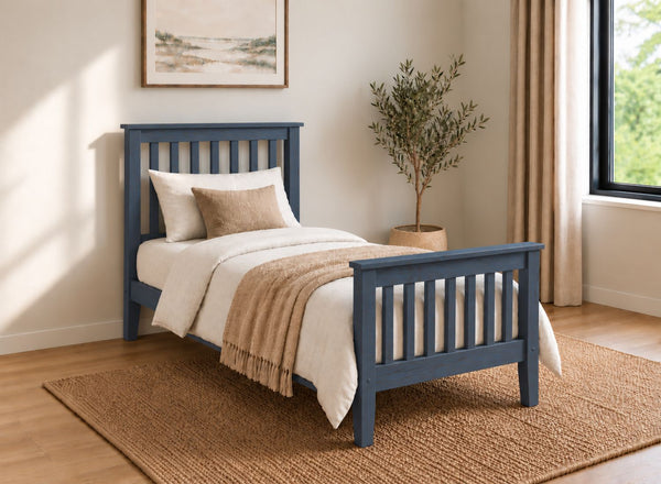 Coxford Painted Blue Solid Oak Bed in High End Style, Single Size