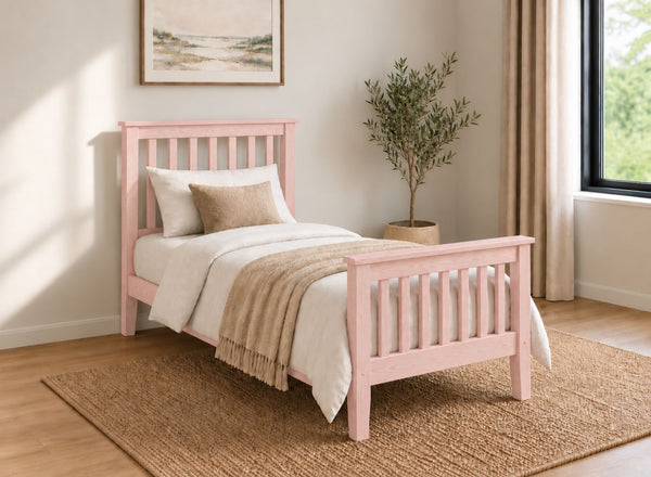 Coxford Painted Pink Solid Oak Bed in High End Style, Single Size