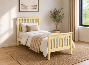 Coxford Painted Yellow Solid Oak Bed in High End Style, Single Size