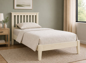 Coxford Painted Cream Solid Oak Bed in Low End Style, Single Size
