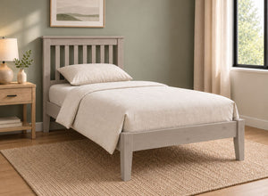 Coxford Painted Grey Solid Oak Bed in Low End Style, Single Size