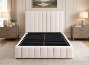 Ellingham Cream Ottoman Bed with High Quality Metal Tubed Lid