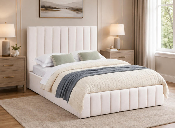 Ellingham Cream Ottoman Bed with a Premium Chenille Finish