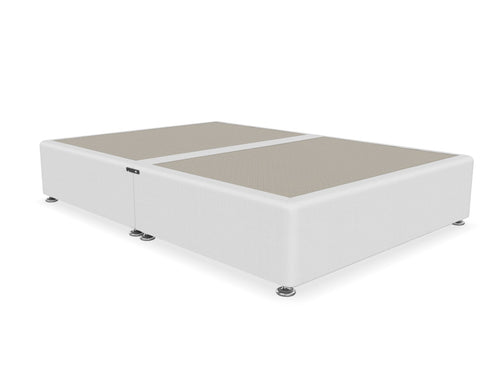 Custom Divan Bed Shown in Linoso Faux Linen Polar White Fabric