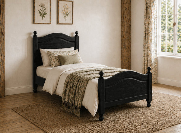 Denver Wooden Bed in Black Stain, Single Size (High End)