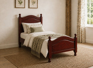 Denver Wooden Bed in Mahogany Stain, Single Size (High End)