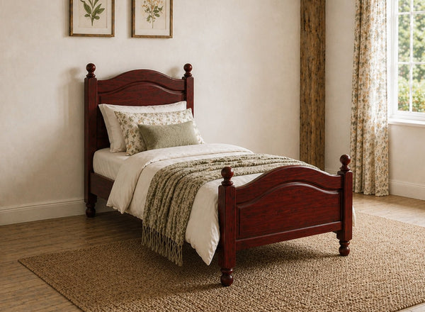 Denver Wooden Bed in Mahogany Stain, Single Size (High End)
