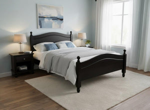 Denver Wooden Bed High End in Black Ash Finish