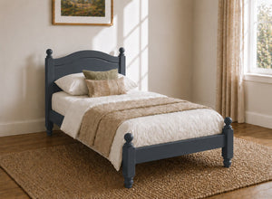 Denver Blue Wooden Bed Frame in Low End, Single Size