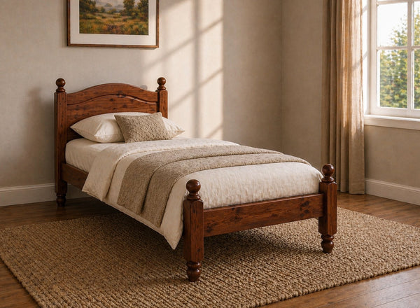 Denver Wooden Bed in Chocolate Stain, Single Size (Low End)