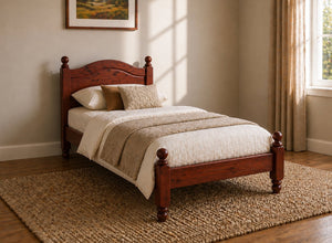 Denver Wooden Bed in Mahogany Stain, Single Size (Low End)