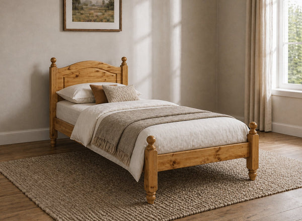 Denver Wooden Bed in Oak Stain, Single Size (Low End)