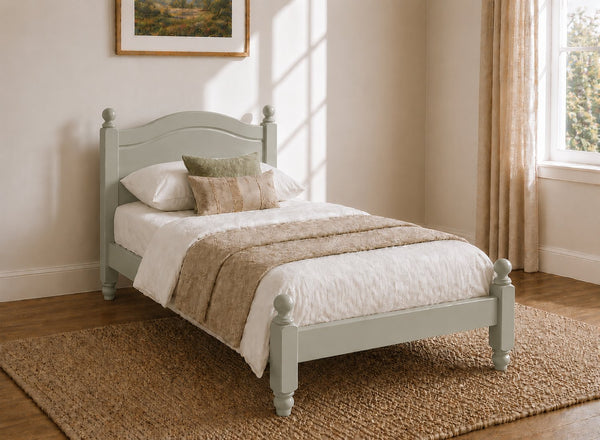 Denver Sage Green Wooden Bed Frame in Low End, Single Size