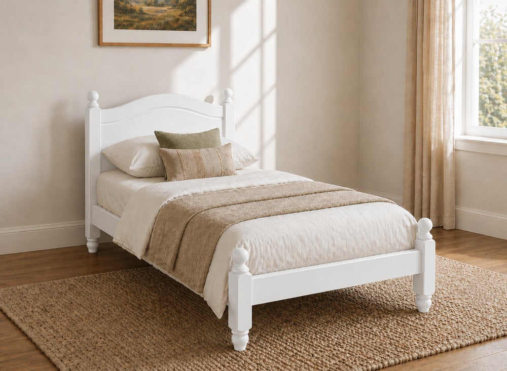 Denver White Wooden Bed Frame in High End - All White
