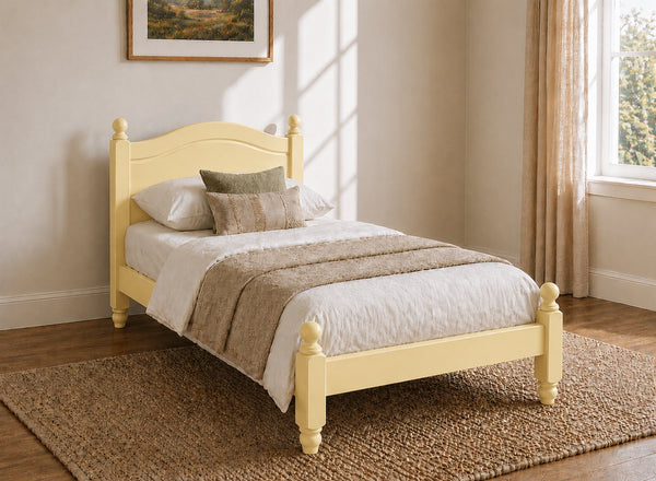 Denver Yellow Wooden Bed Frame in Low End, Single Size