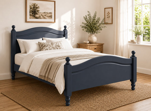 Denver Blue Wooden Bed Frame in High End - Hague Blue