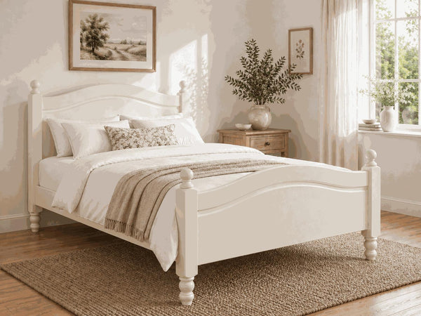 Denver Cream Wooden Bed Frame in High End - James White Cream