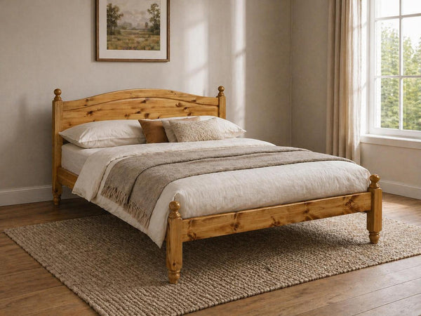 Denver Stained Oak Wooden Bed in Low End