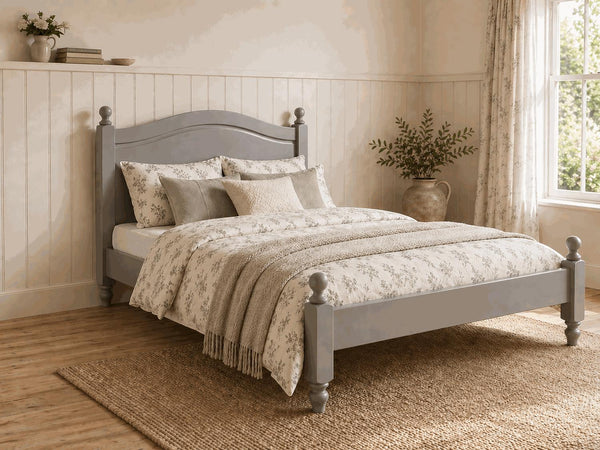 Denver Grey Wooden Bed Frame in Low End - Dove Tale Grey