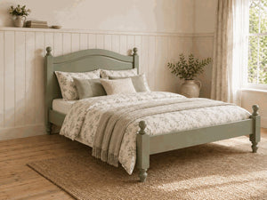Denver Green Wooden Bed Frame in Low End - Mizzle Green