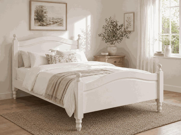 Denver White Wooden Bed Frame in High End - All White