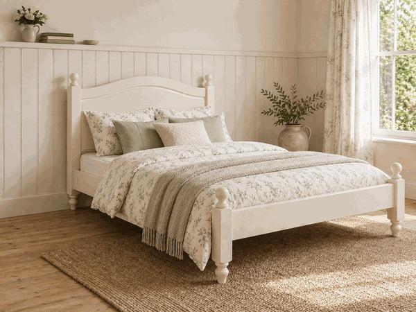 Denver Cream Wooden Bed Frame in Low End - James White Cream